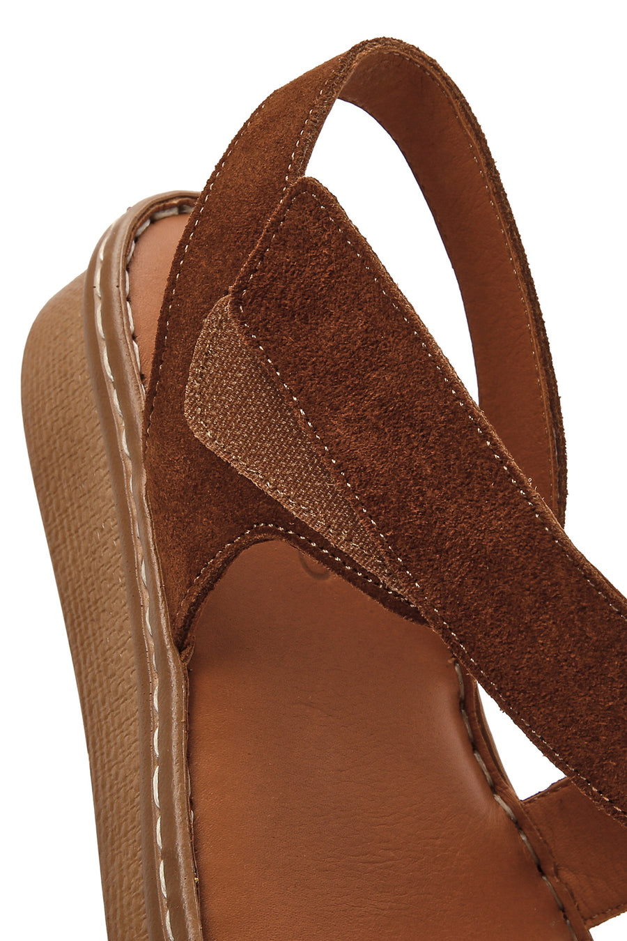 Women's Tan Suede Leather Comfort Sandals