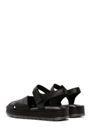 Women's Black Ankle Strap Leather Comfort Sandals | Derimod