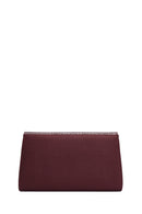 Women's Claret Red Chain Strap Patterned Clutch Bag | Derimod