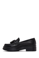 Women's Black Leather Masculine Loafer | Derimod