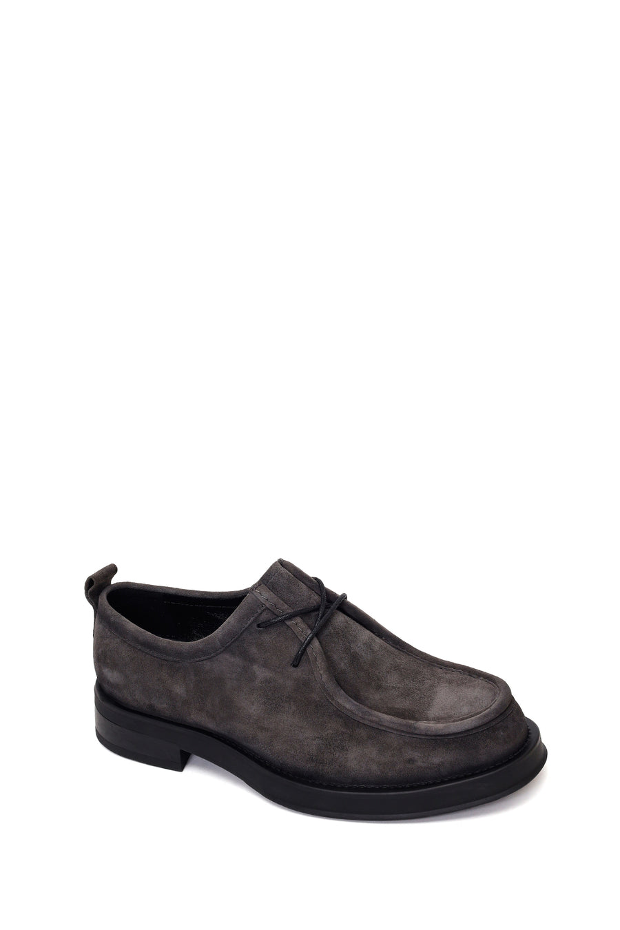 Male Gray Lace-Up Thick-Soled Suede Casual Shoes