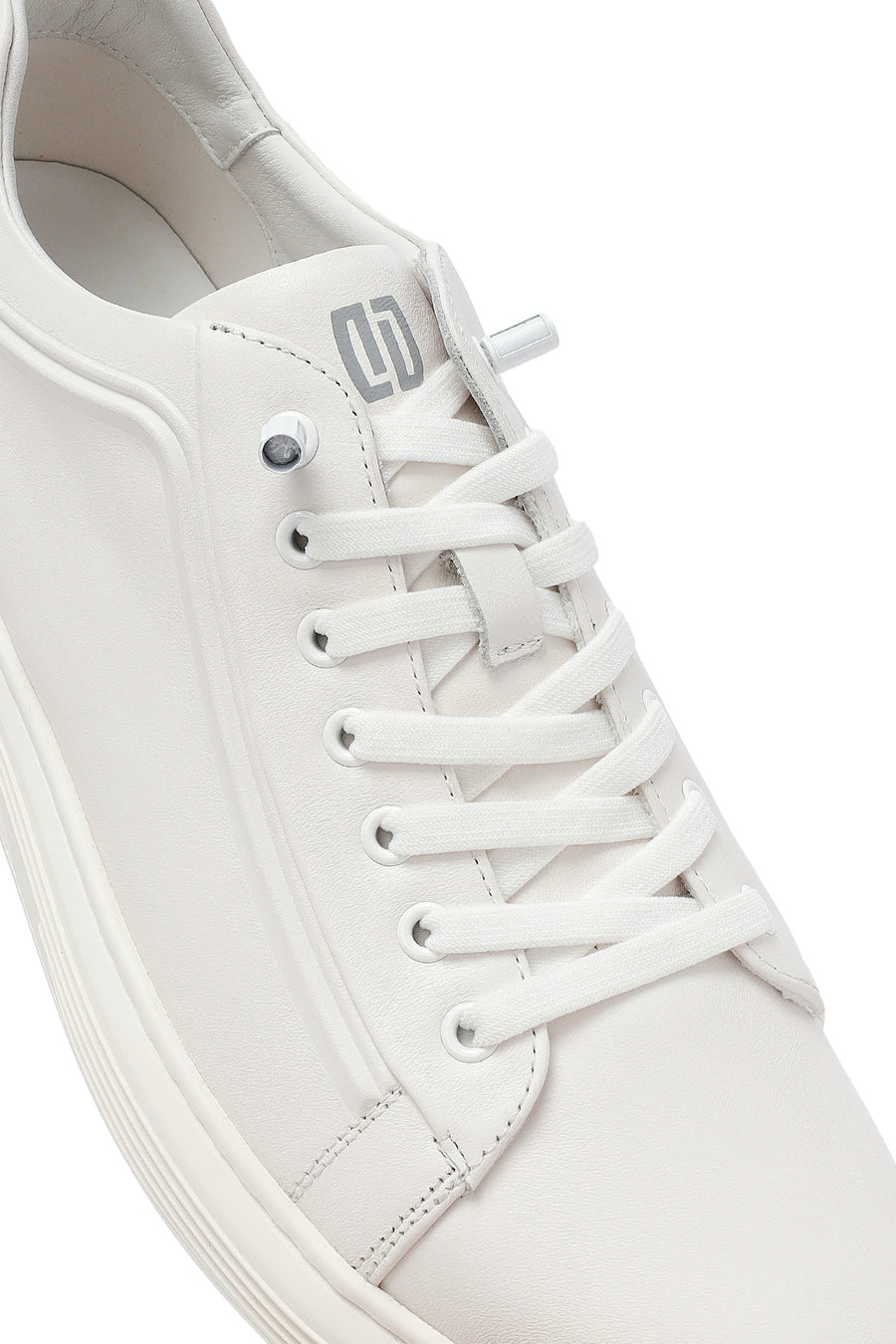 Male White Lace-Up Leather Sneaker