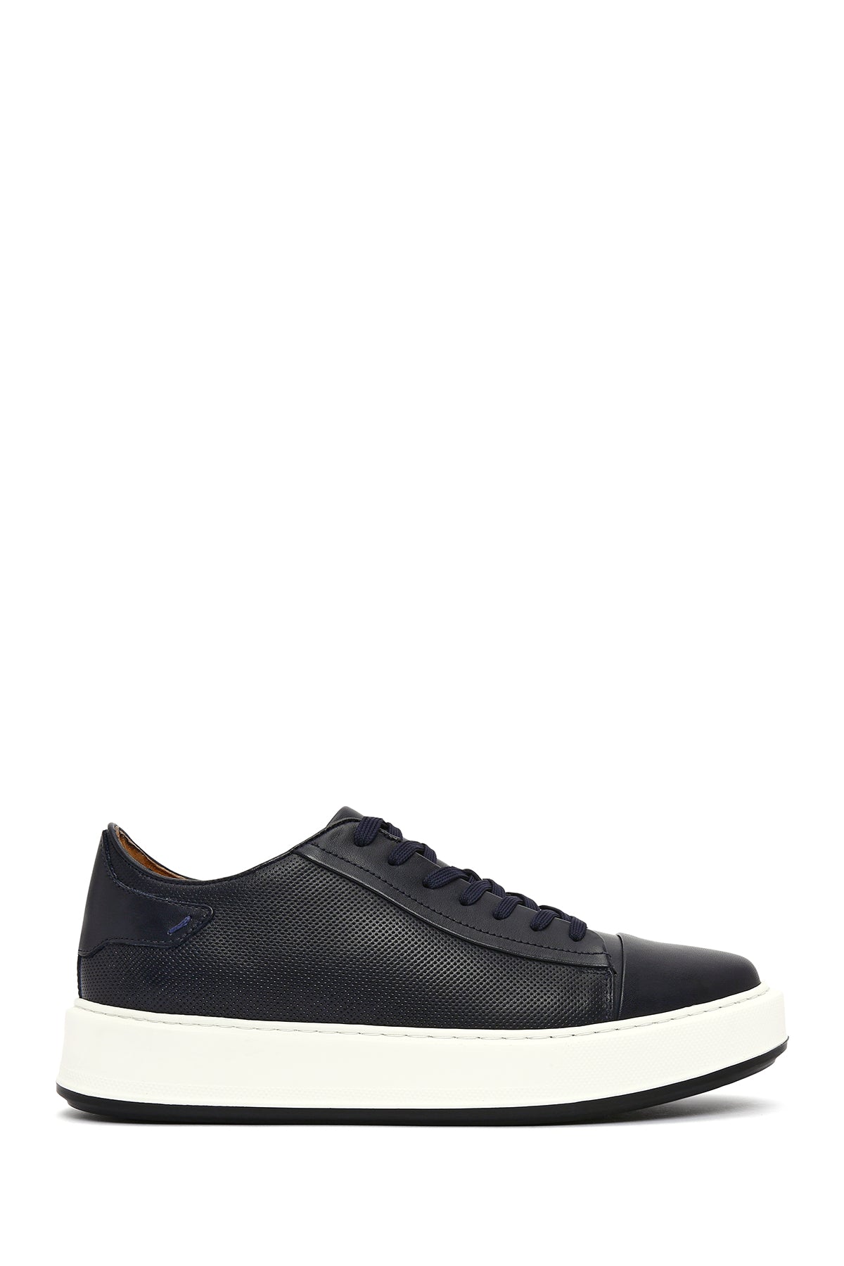 Men's Navy Blue Lace-up Thick-Sole Leather Sneaker 25SFD610618 | Derimod