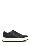 Men's Navy Blue Lace-up Thick-Sole Leather Sneaker | Derimod