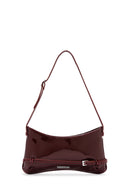 Women's Burgundy Long Strap Patent Leather Shoulder Bag | Derimod