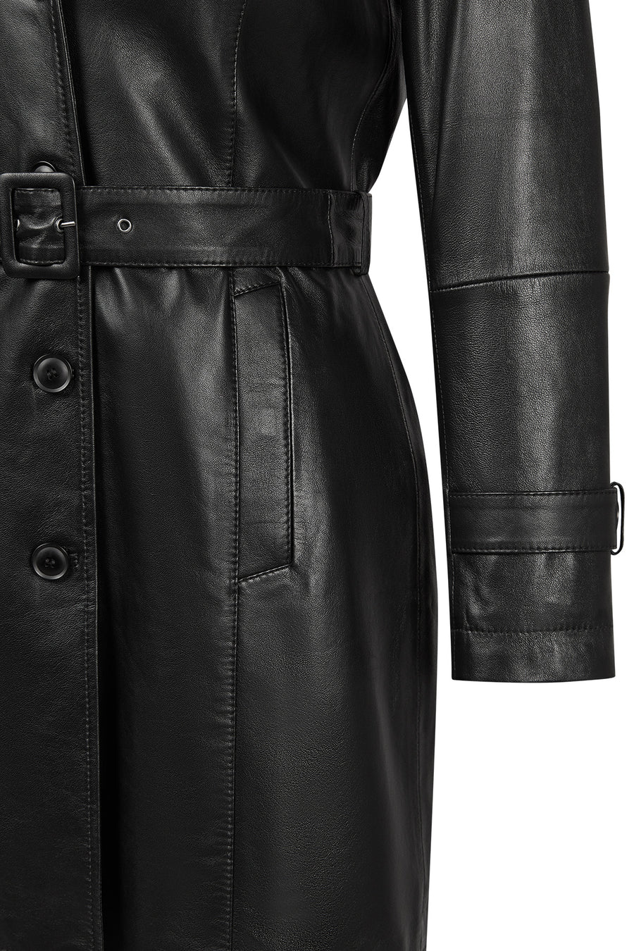 Lilian Woman Black Long Leather Coat