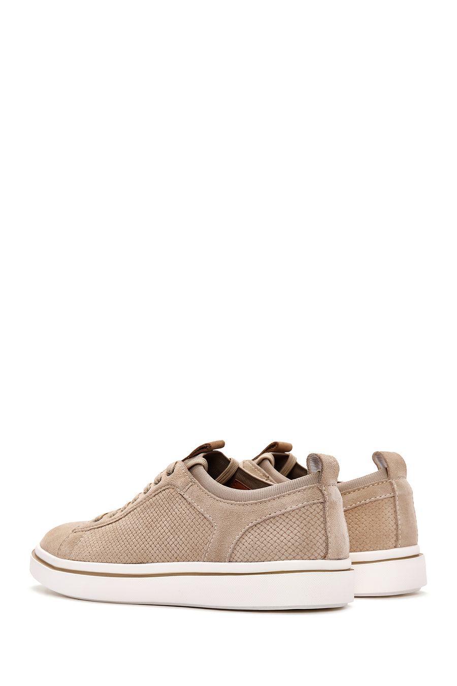 Men's Beige Lace-Up Suede Leather Sneaker