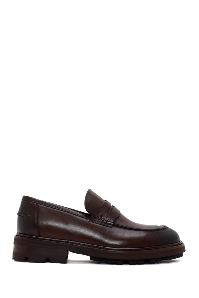 Erkek Kahverengi Deri Casual Loafer_0