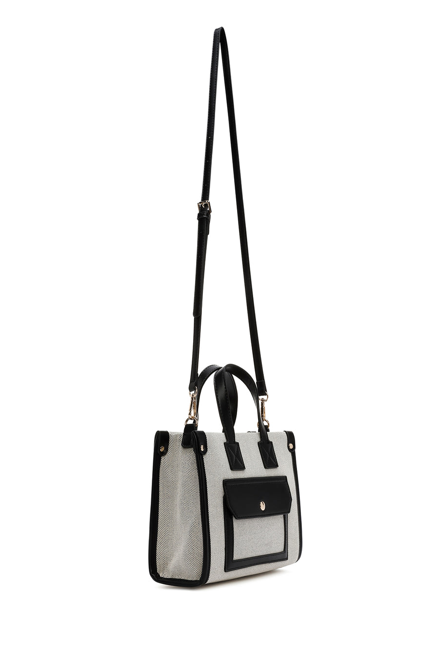 Women's Black Long Strap Fabric Handbag