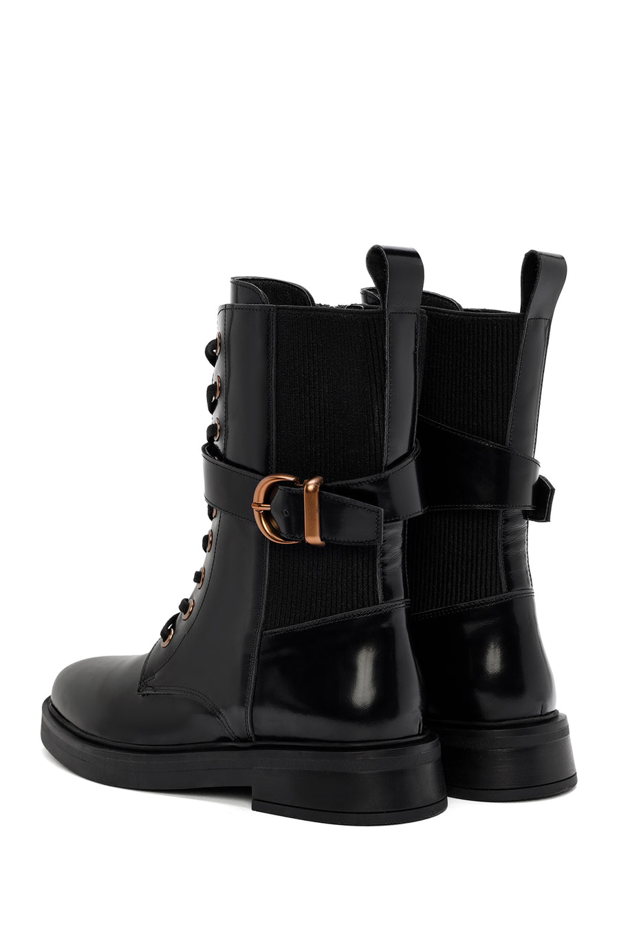 Women's Black Zippered Leather Boots