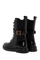 Women's Black Zippered Leather Boots | Derimod