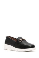 Women's Black Leather Comfort Loafer | Derimod