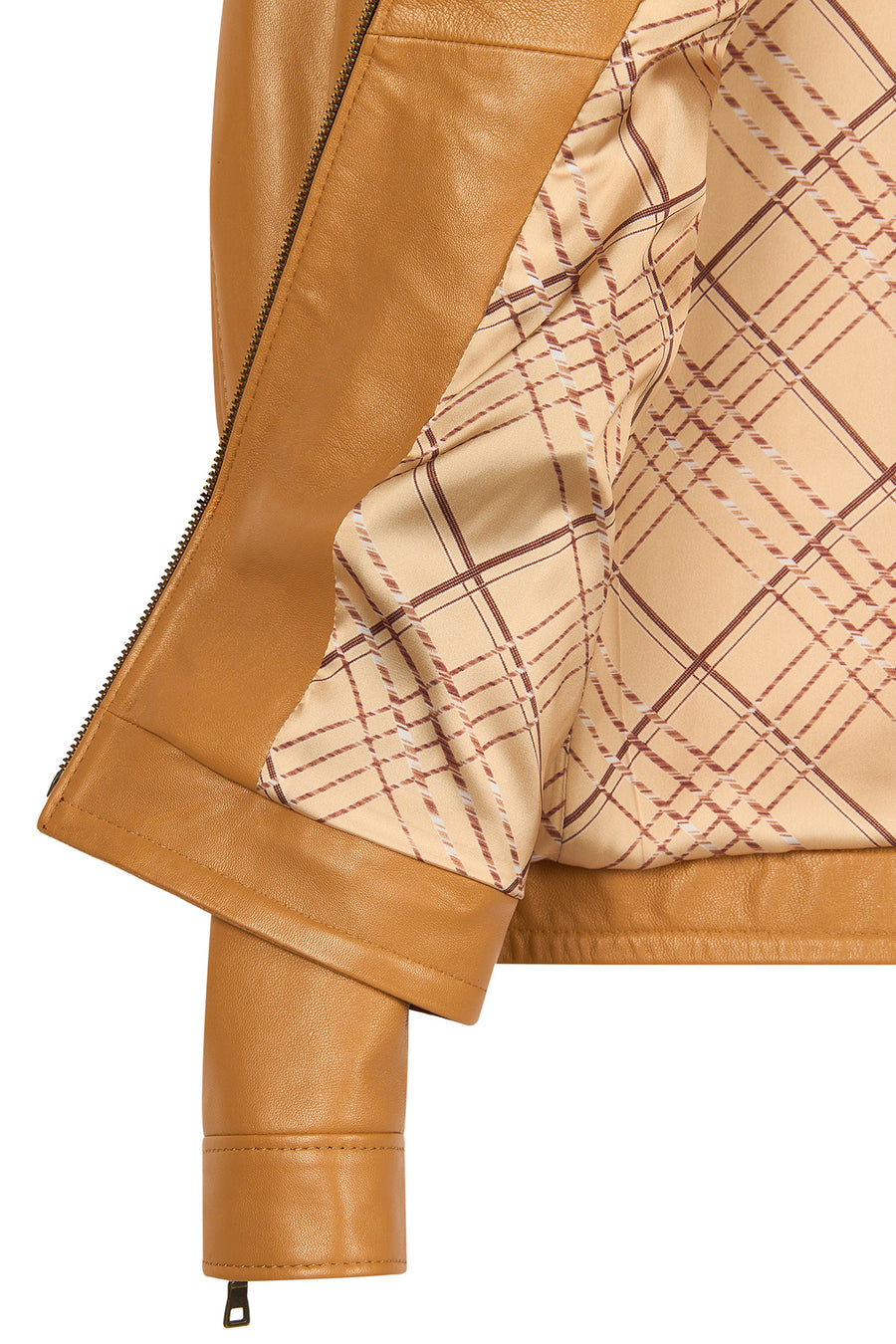 Loretta Woman Camel Short Leather Jacket