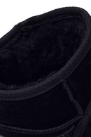Woman Black Patterned Chunky Sole Suede Teddy Boots | Derimod