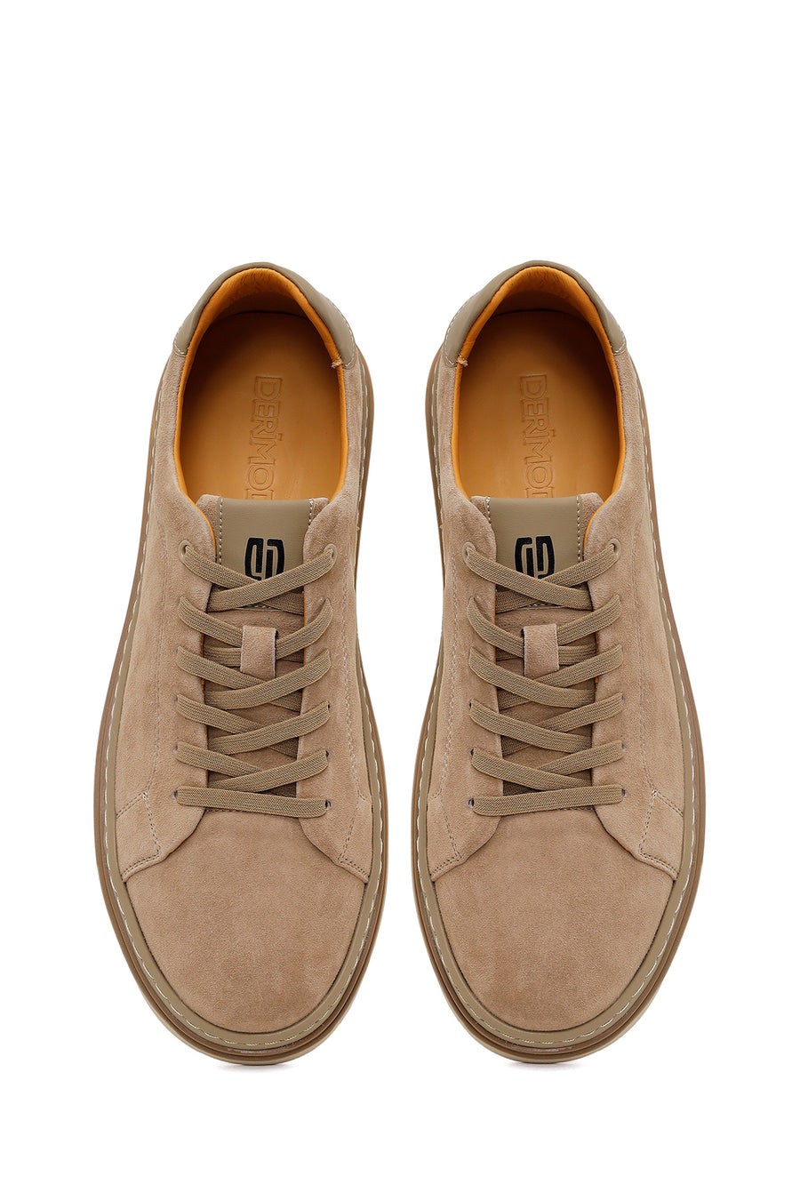 Male Beige Lace-Up Suede Leather Loafer