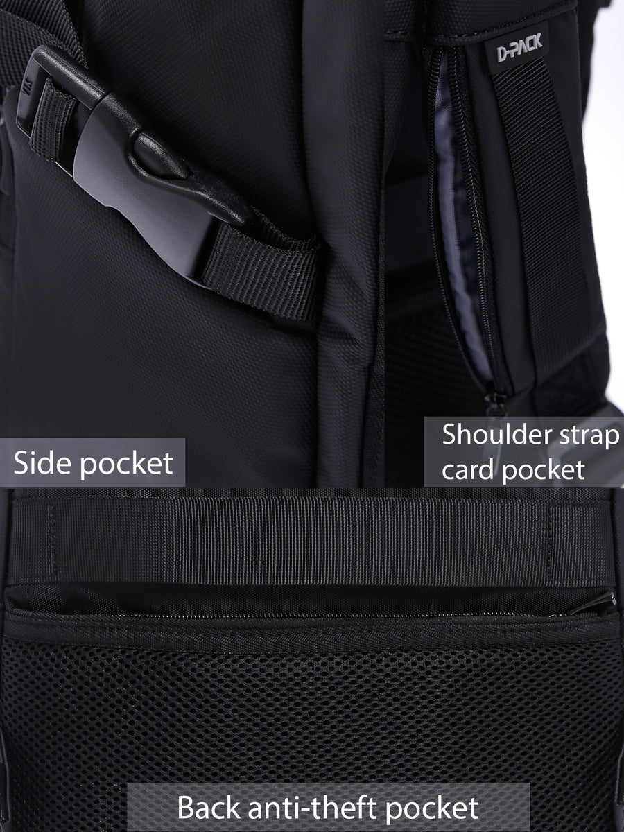 D-Pack Unisex Siyah Teknolojik Kumaş Sırt Çantası