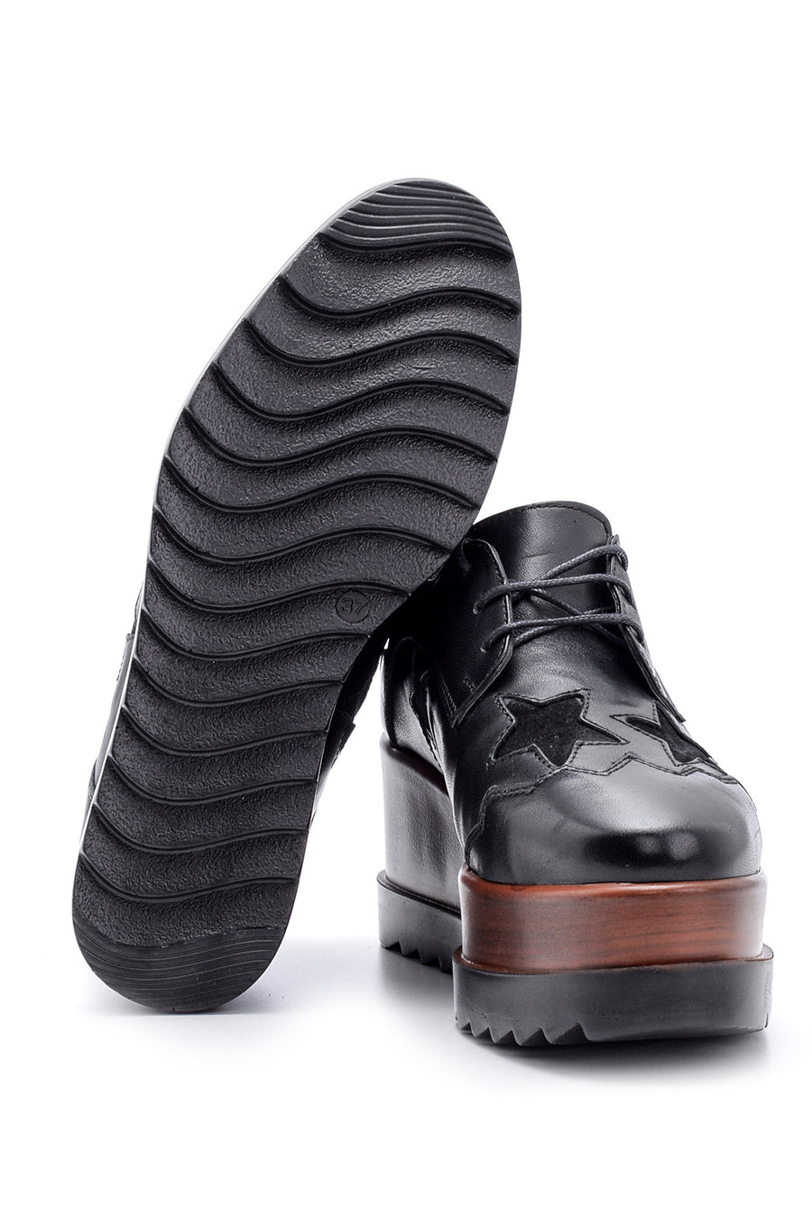 Women's Star Patterned Wedge Heeled Shoes