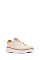 Men's Beige Lace-up Thick-Sole Fabric Sneaker | Derimod