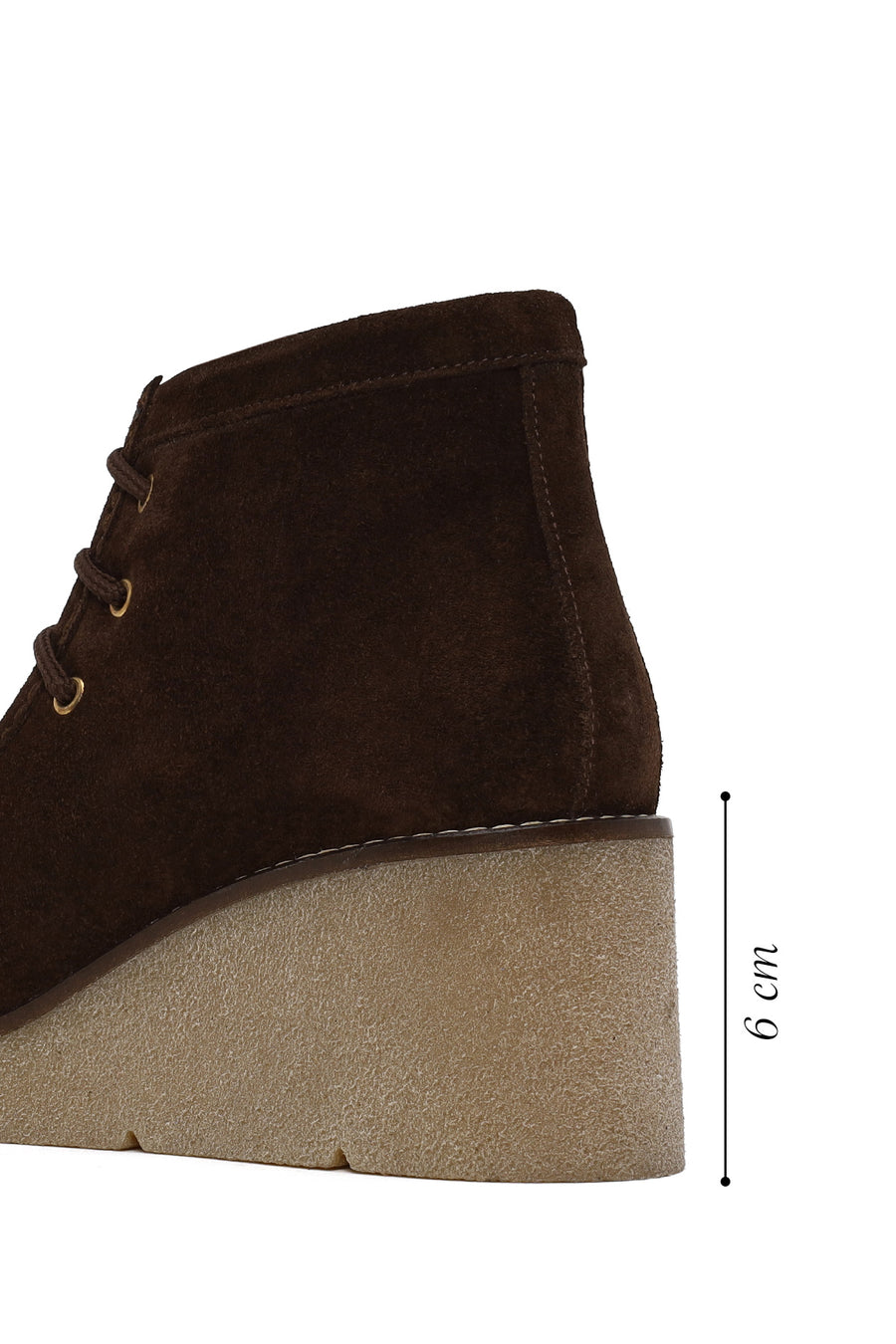 Woman Brown Lace-Up Wedge-Heel Suede Boots
