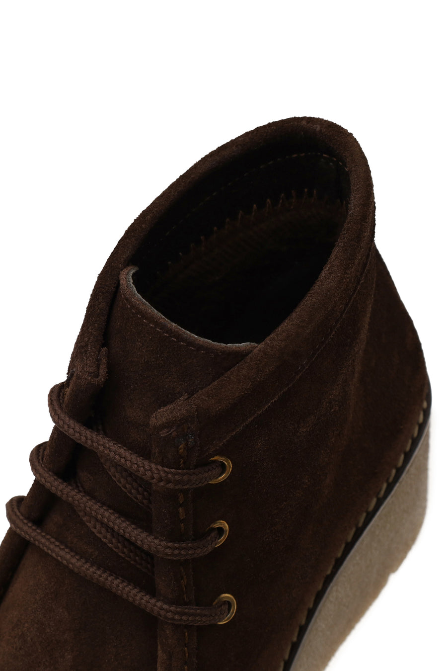 Woman Brown Lace-Up Wedge-Heel Suede Boots