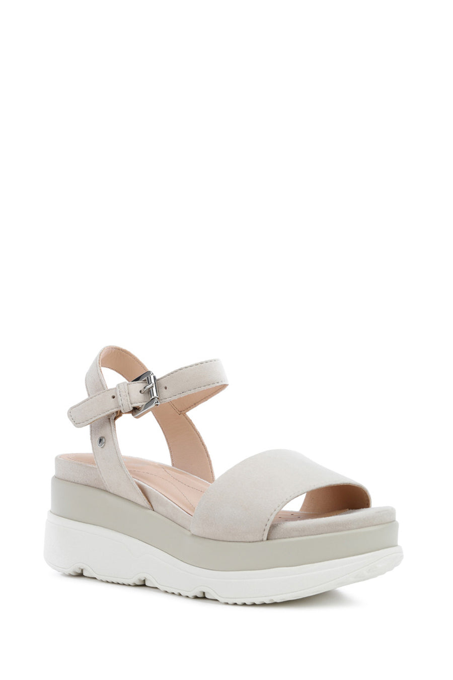Geox Kadın Vizon D Gardenia C - Goat Suede Bilekten Tokalı Kalın Tabanlı Deri Sandalet