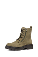 
Geox Women’s Khaki Lace-Up Zippered Suede Leather Combat Boot
 | Derimod