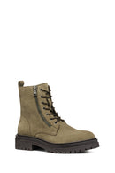 
Geox Women’s Khaki Lace-Up Zippered Suede Leather Combat Boot
 | Derimod