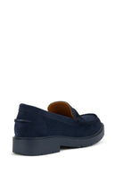 Geox Women Navy Blue D Spherica Ec1 Suede Leather Masculine Loafer | Derimod