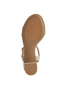 Geox Women Beige Aurely 50 Ankle Buckle Thick Heel Suede Leather Sandals | Derimod