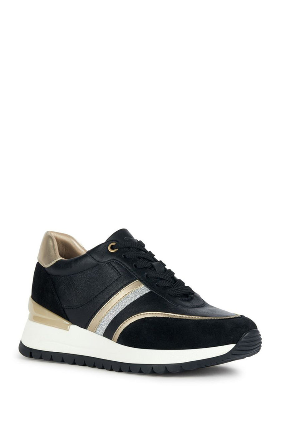 Geox Kadın Siyah Desya Kalın Tabanlı Deri Sneaker