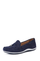 Geox Women Navy D Vega Moc Tassel Suede Leather Loafer | Derimod