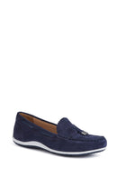 Geox Women Navy D Vega Moc Tassel Suede Leather Loafer | Derimod