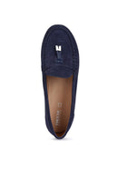 Geox Women Navy D Vega Moc Tassel Suede Leather Loafer | Derimod