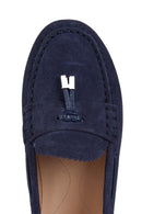 Geox Women Navy D Vega Moc Tassel Suede Leather Loafer | Derimod