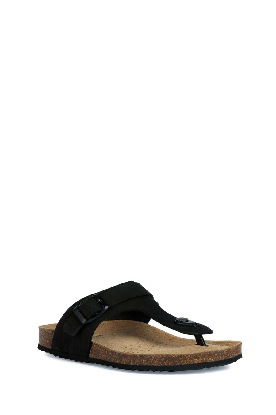 Geox Women's Black Brionia Nubuck Leather Flip Flops