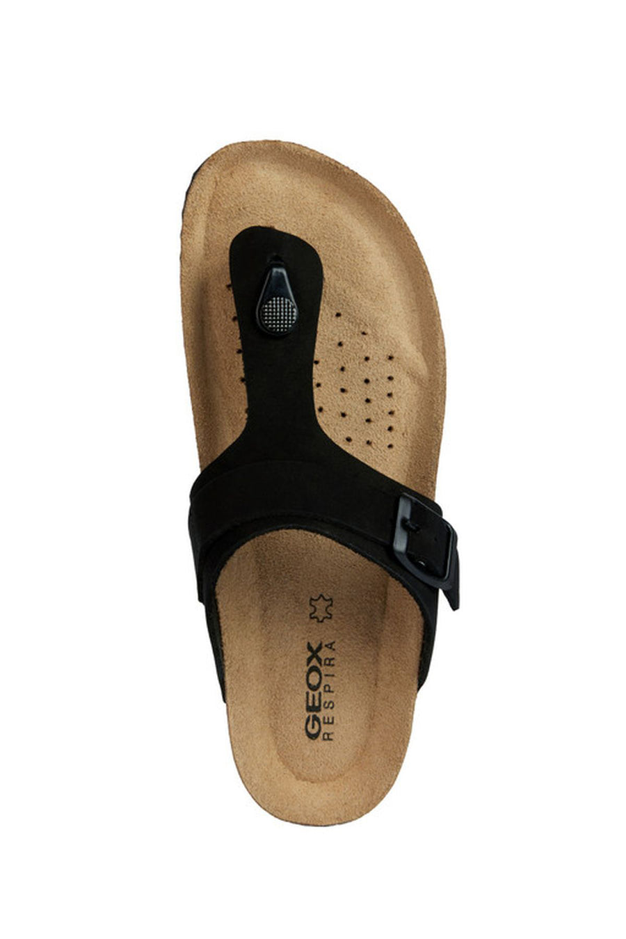 Geox Women's Black Brionia Nubuck Leather Flip Flops