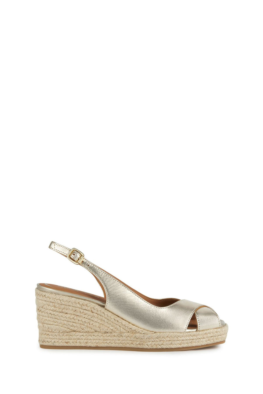 Geox Women's Gold Panarea Ankle Strap Wedge Heeled Leather Espadrille D35UYA000CFC2012 | Derimod