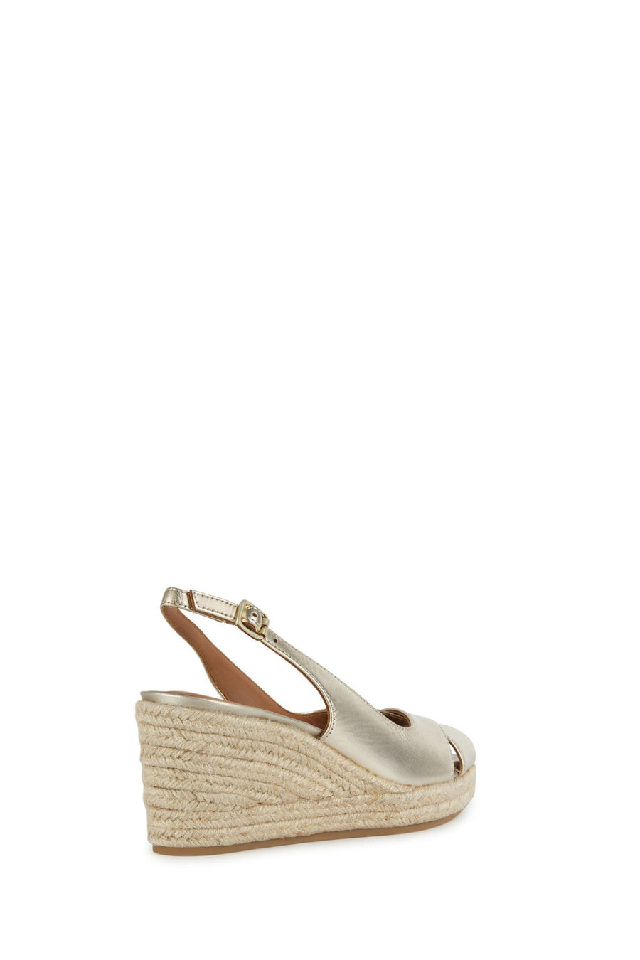 Geox Women's Gold Panarea Ankle Strap Wedge Heeled Leather Espadrille