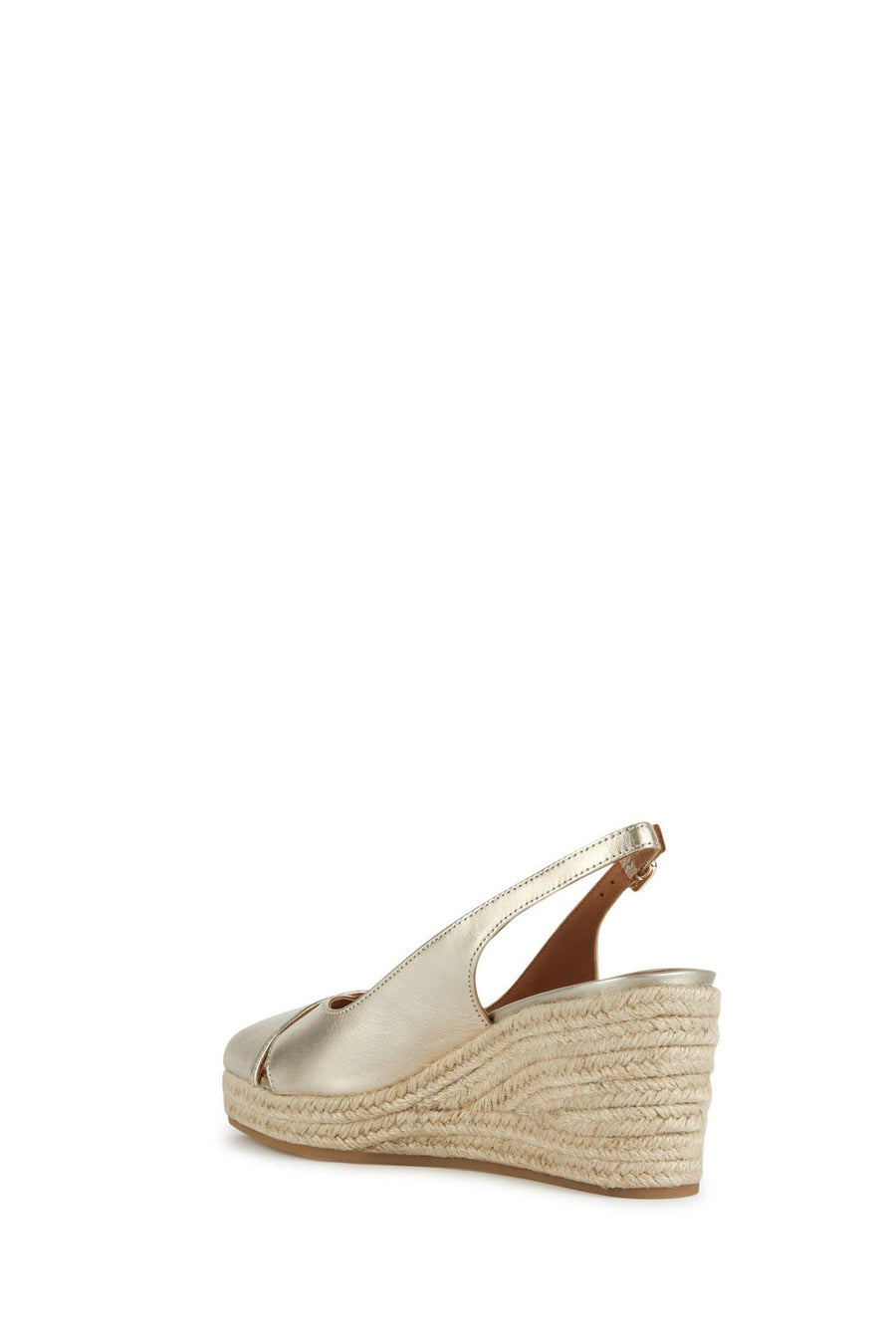 Geox Women's Gold Panarea Ankle Strap Wedge Heeled Leather Espadrille