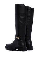 Geox Women's Black Zippered Leather Boots | Derimod