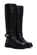Geox Women's Black Zippered Leather Boots | Derimod