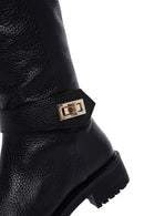 Geox Women's Black Zippered Leather Boots | Derimod