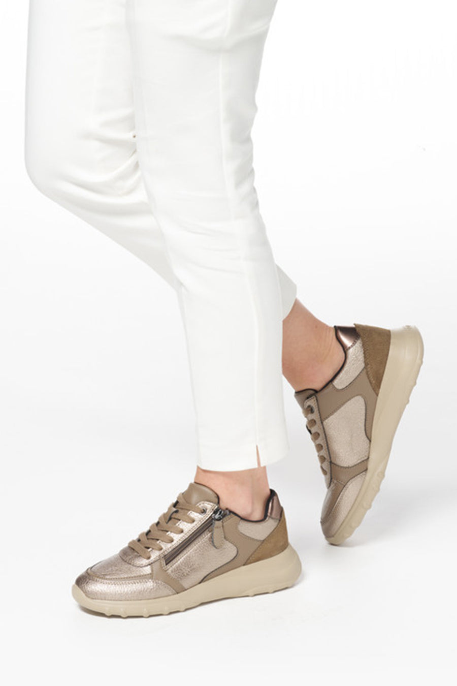 Kadın Kadın Vizon Spherica Bağcıklı Kalın Tabanlı Deri Sneaker