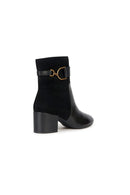 Geox Women's Black Eleana Thick Heeled Zippered Leather Boots | Derimod
