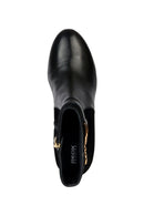 Geox Women's Black Eleana Thick Heeled Zippered Leather Boots | Derimod