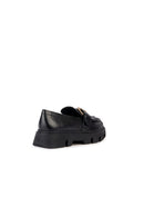 Geox Women's Black Vilde Leather Masculine Loafer | Derimod