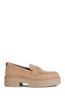 Geox Women's Beige Spherica Ec7 Suede Leather Masculine Loafer | Derimod