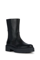 Geox Women's Black Zippered Spherica Leather Boots | Derimod