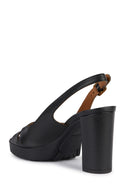 Geox Women Black Walk Pleasure 85S Back Buckle Thick Heel Leather Shoe | Derimod