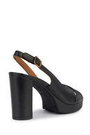 Geox Women Black Walk Pleasure 85S Back Buckle Thick Heel Leather Shoe | Derimod